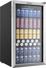 Beverage Refrigerator And Cooler 126 Can Mini Fridge With Glass Door Silver