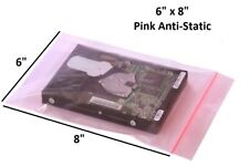 100 Pink Anti Static Reclosable Zip Drive Lock Seal Bags Ram Memory Cpu 6 X 8