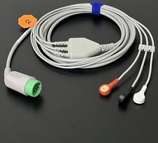 Physio Control Lifepak 12 Ecg Cable 3 Lead Snap - Same Day Shipping
