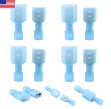 100pcs Blue Male Female Insulated Wire Terminal Spade Crimp Connectors 16-14awg