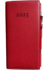 Italian Bonded Leather Red Weekly Pocket Planner 2023 With Pen