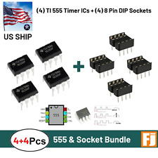 4 Pcs Ne555 Timer Ic 555 Chip 4 Pcs Dip-8 Sockets Bundle Us Ship