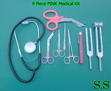 9 Pcs Pink Medical Kit Emt Nursing Surgical Ems Student Paramedic