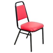 Trapezoidal Back Stacking Banquet Chair With Red Vinyl And Black Vein Frame