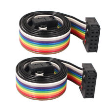 50cm 10 Pin 10 Way Ff Connector Idc Flat Rainbow Color Ribbon Cable 2pcs