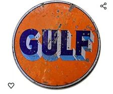 Blackia Round Metal Tin Sign Rustic Wall Decor Wall Plaque New Gulf Oil Gasoline