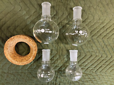 Four Pyrex Single Neck Round Bottom Flask 2440 Joint 100ml And 250ml Cork Ring