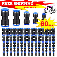 60 Pcs Straight Connectors Puch Connect Fittings Air Line Quick 14 516 38 Tub