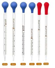 Set Of 6 Glass Graduated Lab Pipette Droppers For Liquid Oil 0.5123510ml