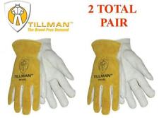 2- Tillman 1414 Grain Pearl Cowhide Split Leather Drivers Protective Work Gloves