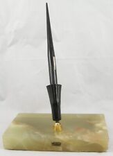 Parker Black Gold Fountain Pen Desk Set On Green Onyx Base - 14kt Nib - 1939