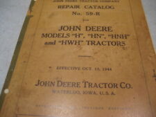John Deere Tractor Model H Reprinted Parts Catalog 1944 Pn 59r