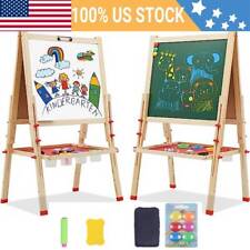 Easel For Kids Learning Toy Wooden Chalkboard And Magnetic Whiteboard Stand