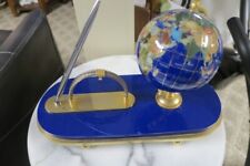Lapis Globe With Pen Desk Set With Brass And Blue Marble Very Color Full Nice