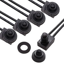 5pcs 12v Rv Waterproof Push Button Switch Black Onoff Spst Switch With 4.52inch