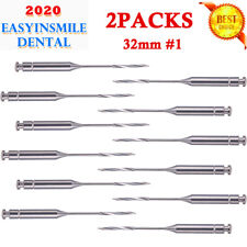 2packs Dental Endodontic Stainless Peeso Reamers Burs 1 Root Canal Drills 32mm