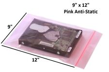 100 Pink Anti Static Reclosable Zip Drive Lock Seal Bags Ram Memory Cpu 9 X 12