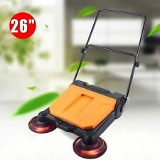 26 Industrial Hand Push Pavement Sweeper Manual Sweeping Compact Broom Cleaner