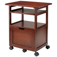 Pemberly Row Transitional Solid Wood Mobile Printer Stand In Walnut