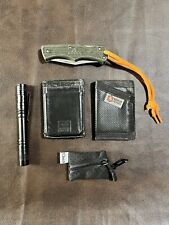 Recycled Firefighter Wallet Leather Magnetic Wallet Knife New Pen Flashlight