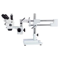 Amscope 7x-45x Simul-focal Stereo Lockable Zoom Microscope W Dual Arm Boom Stand