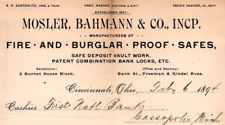 1894 Mosler Bahmann Co. Fire-proof Safes L L Lavenberg Cinncinati Ohio Receipt