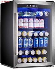 Beverage Refrigerator Cooler - 145 Can Mini Fridge Glass Door For Soda Beers
