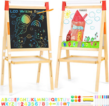Kids Easel With Lcd Board Dry Erase Art Easel Wmagnetic Whiteboard Paper Roll