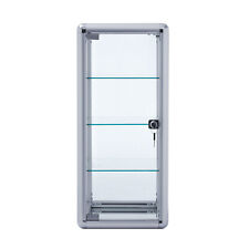 Aluminum Frame Glass Counter Top Display Showcase W Locking Door Shelves