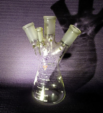 Pyrex Lab Glass - Rare - 4980 - 500ml Erlenmyer Flask - 4 Necks - Stopper 7