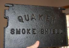 Rare Antique Heavy Cast Iron Quaker Smoke Shield Stove Coal Boiler Door Sign