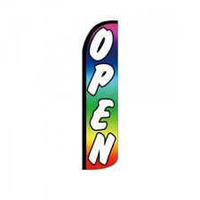 Open Banner Sign Flag Pole Display Windless Feather 2.5 Wide Swooper Rainbow