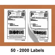 50 - 2000 Half Sheet Blank Shipping Labels 8.5x5.5 Self Adhesive 2 Per Sheet