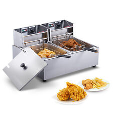 Vevor Electric Deep Fryer Dual Tank W Baskets Kitchen Frying Machine 20l Home