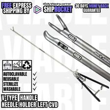 Laparoscopic 5mmx330mm Needle Holder Curved V-type Handle Surgical Instrument