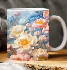 3d Colorful Floral Mug Sublimation Template Sublimation Designs 11oz