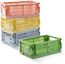 4 Pack Mini Plastic Baskets For Desk Organizer Pastel Crate Home Kitchen Bedroom