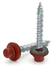10 Hex Washer Head Roofing Screws Mechanical Galvanized Red Finish