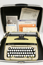 Vtg 1960s Smith Corona Galaxie Twelve 12 Portable Typewriter W Hard Case Yellow