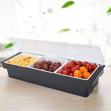 3 Tray Condiment Dispenser Compartment Chilled Server Bar Fruit Caddy Food Box