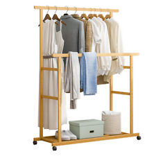 Heavy Duty Clothes Rail Double Layer Garment Hanging Display Stand Rack Wardrobe