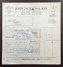 1927 John Jackson Son Millers Manchester Bolton Corn Mill Invoice