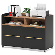 2-drawer Mobile File Cabinet Office Lateral Filling Cabinet With Storage Shelves