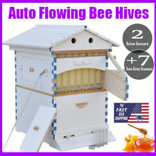 Auto Flow Bee Hive Beekeeping Brood Wooden House Box 7pcs Auto Beehive Frames