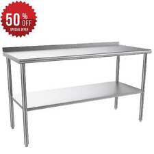 60 X 24 Heavy Duty Stainless Steel Table For Prep Work With Backsplash New