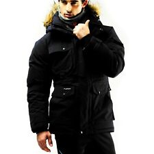 Fuerza Mens Winter Down Wellon Fur Hooded Premium Warm Jacket Coat Parka Black M