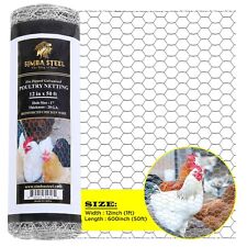 Galvanized Poultry Net - 12in X 50 Ft Fencing Chicken Wire 1 Hole Simba Steel