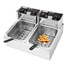 3400w Electric Deep Fryer Dual Tank Basket Commercial Restaurant Stainless