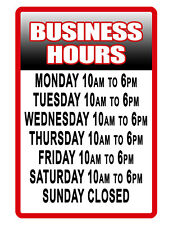 Personalized Business Hours Sign Your Hours Durable Aluminum No Rust Biz2756