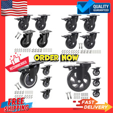 5 Inch Caster Wheels Heavy Duty With Brake2200lbsswivel Plate Casters Set Of 4